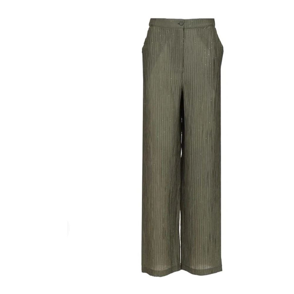 Emporio Armani Vrouw Groente Broeken Dames, Groen, Xl, Nylon, Wide Broeken