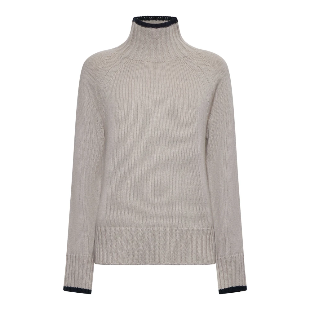 Max Mara Elegant Mantova Turtleneck i Ecru Beige, Dam