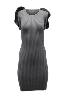 grey-ruffle-sleeve-bodycon-dress