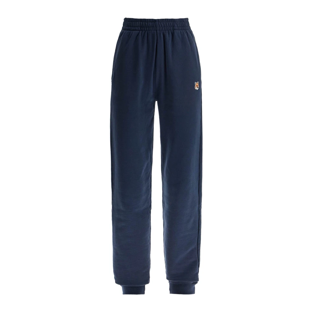 Maison Kitsuné Räv Huvud Broderi Joggingbyxor Blue, Dam