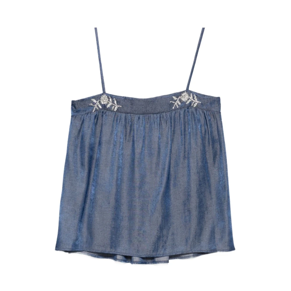 Liu Jo Mujer Azul - Top De Denim Sin Mangas- Tops - S- Top De Denim Sin Mangas
