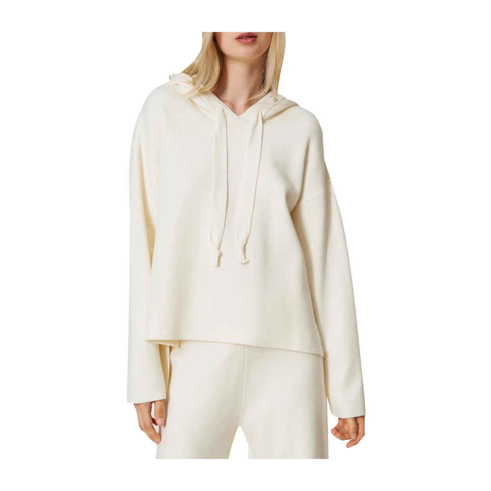 Actitude Witte Sweater met Handgemaakte Parel Detail White Dames