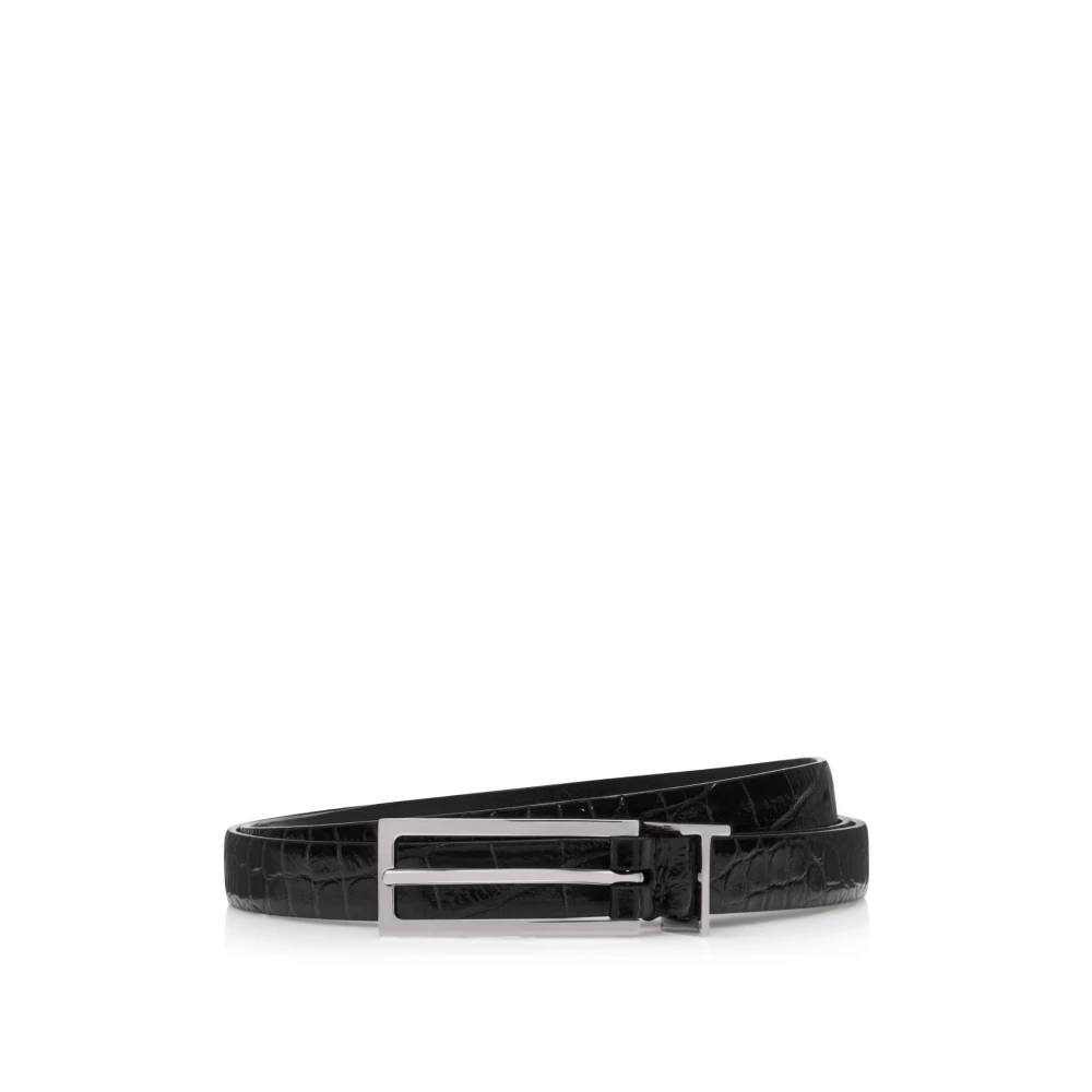 Tom Ford Men's Black Belts, 100 Cm, Printed Croc Metal T Loop Belt