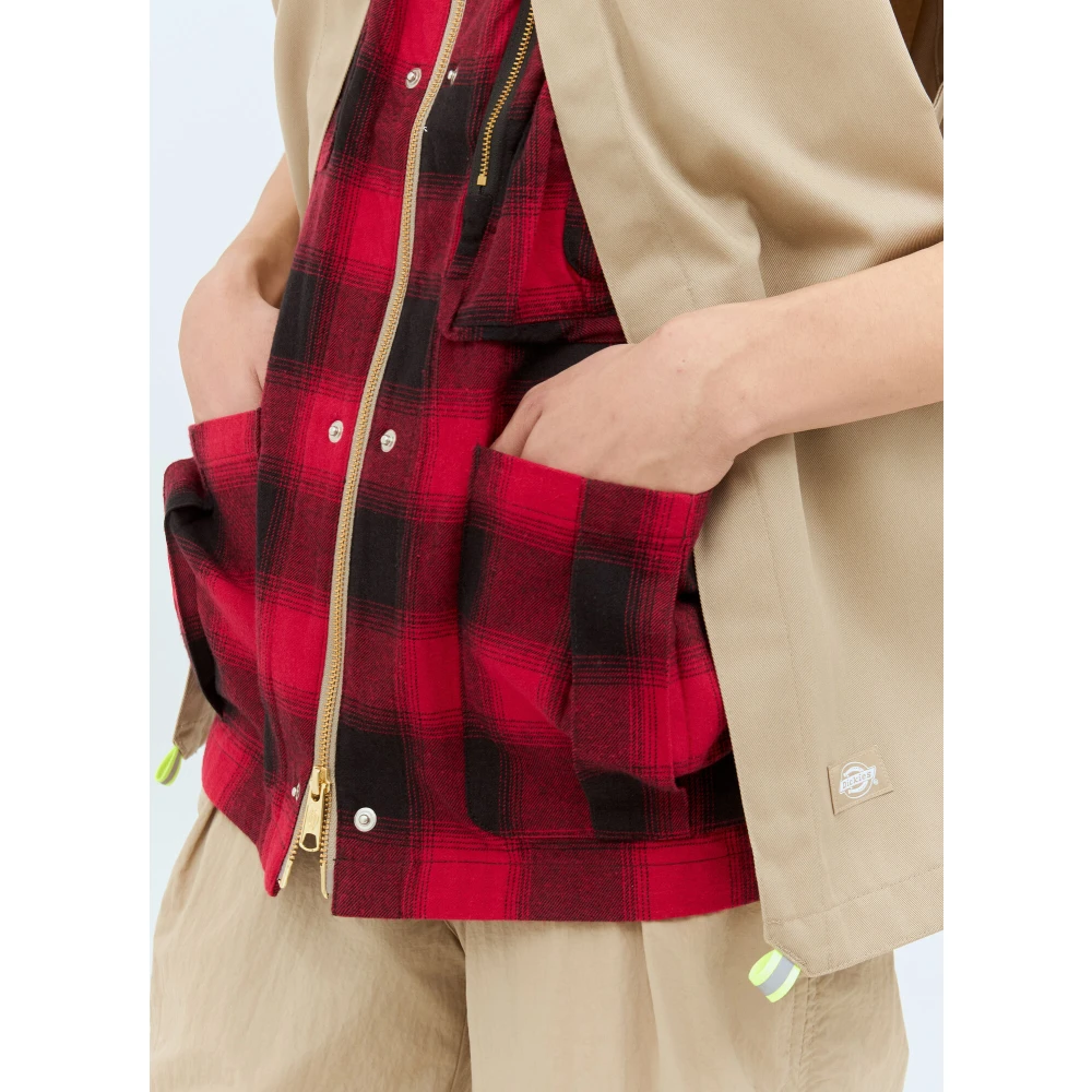 Dickies Twill Crewneck Vest met Zakken Beige Heren