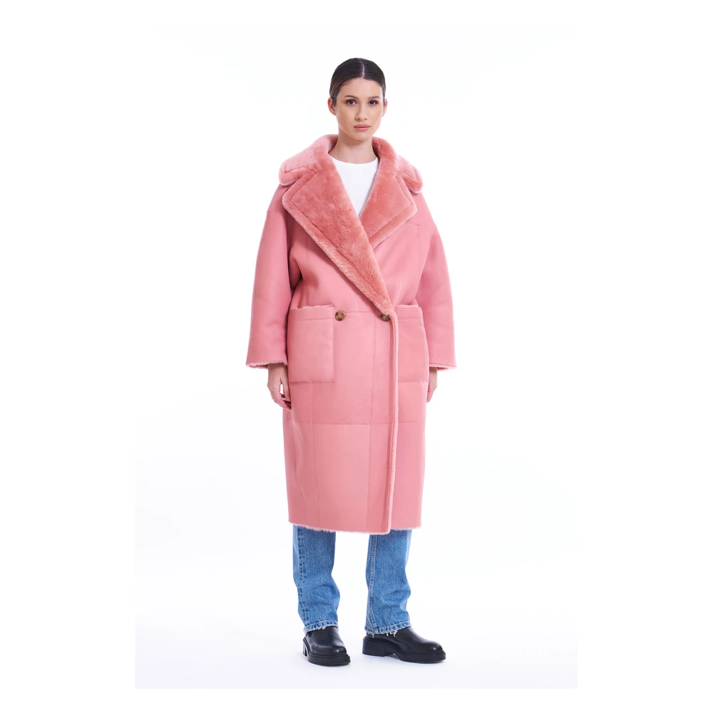 Blancha Merino Straight Jas Pink Dames