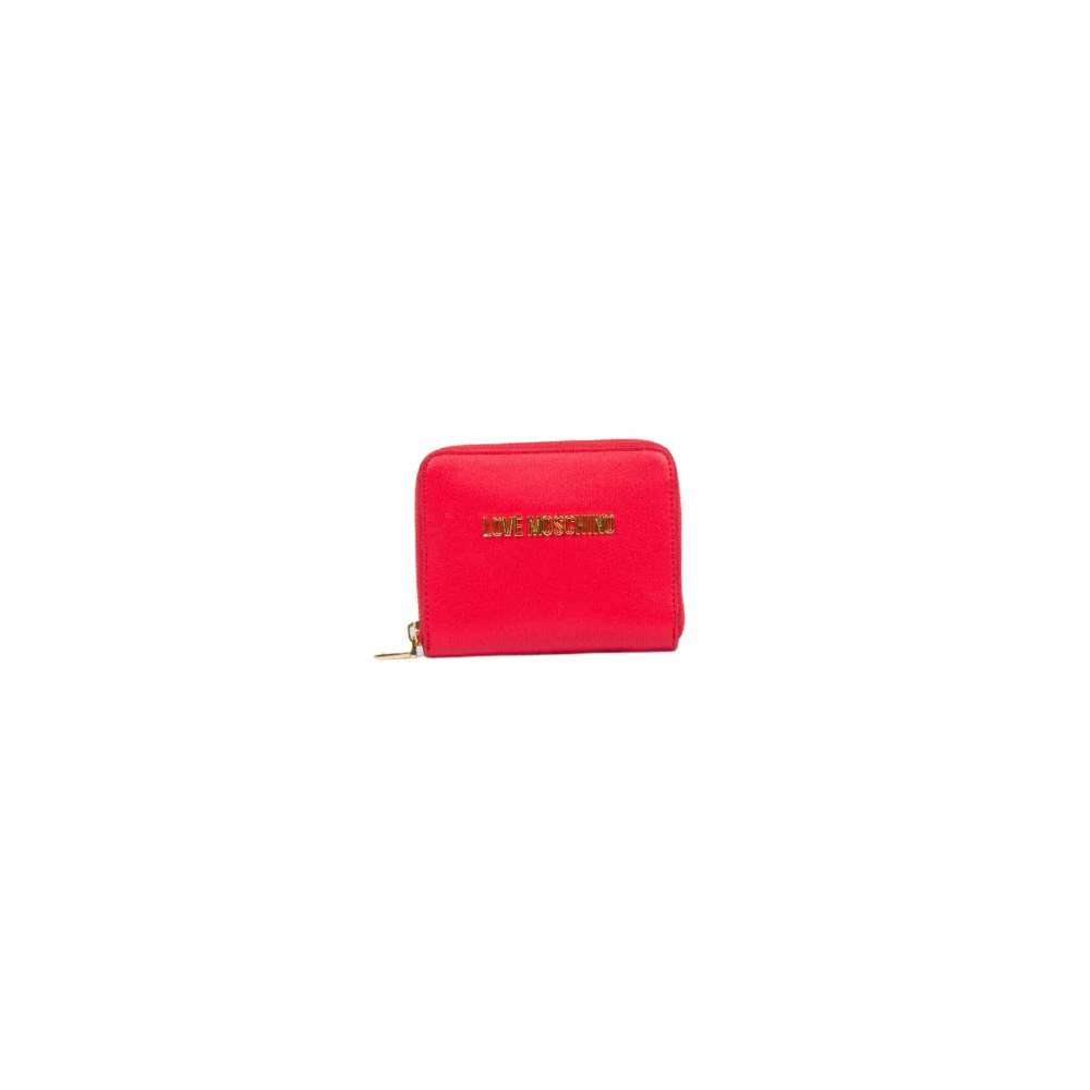 Love Moschino Liten röd plånbok med varumärkeslogotyp Red, Dam