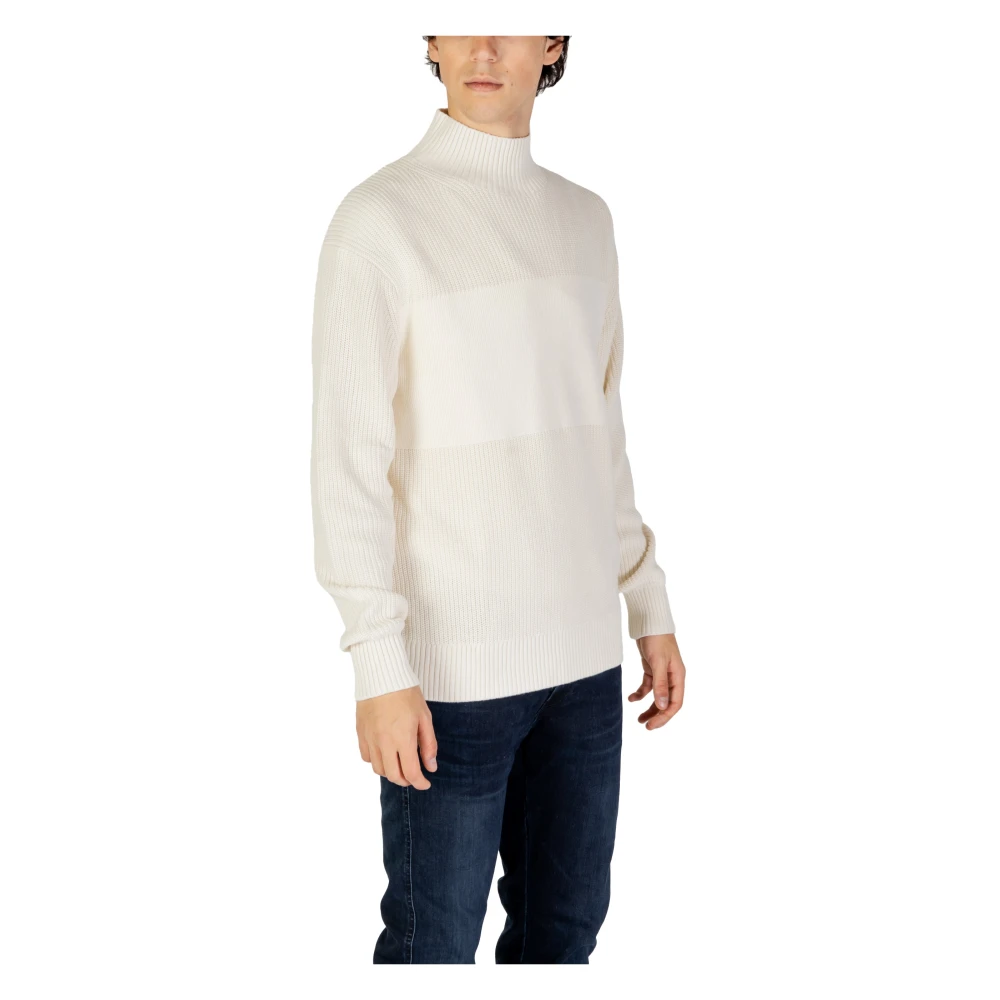 Calvin Klein Jeans Hoge Steek Trui Collectie Herfst Winter Beige Heren