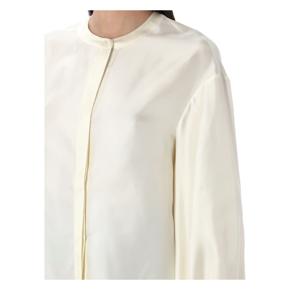 Loulou Studio Zijden Shirt Zacht Vanille Ronde Hals Beige Dames