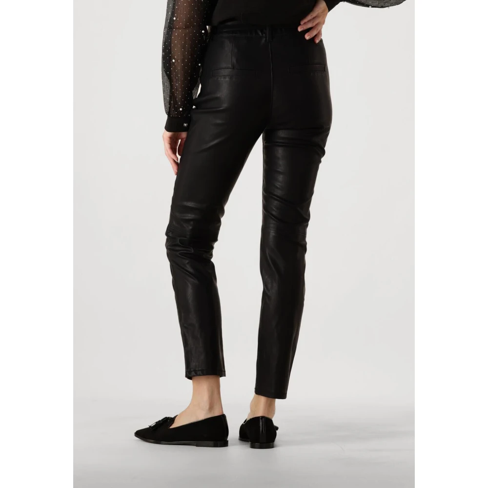 Knit-ted Francis Leren Broek Black Dames