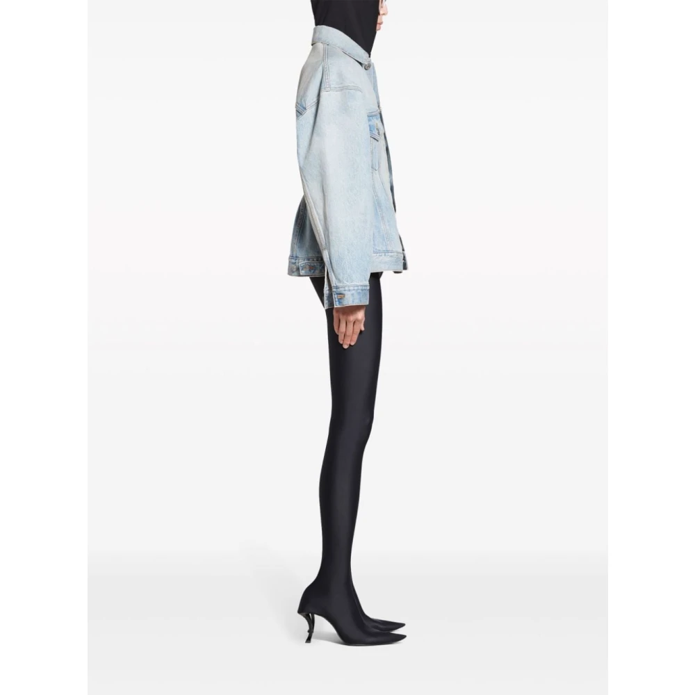 Balenciaga Heldere Blauwe Zandloper Denim Jas Blue Dames
