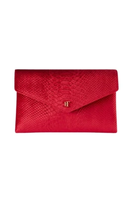 Velvet Crossbody Bag with Croc Print