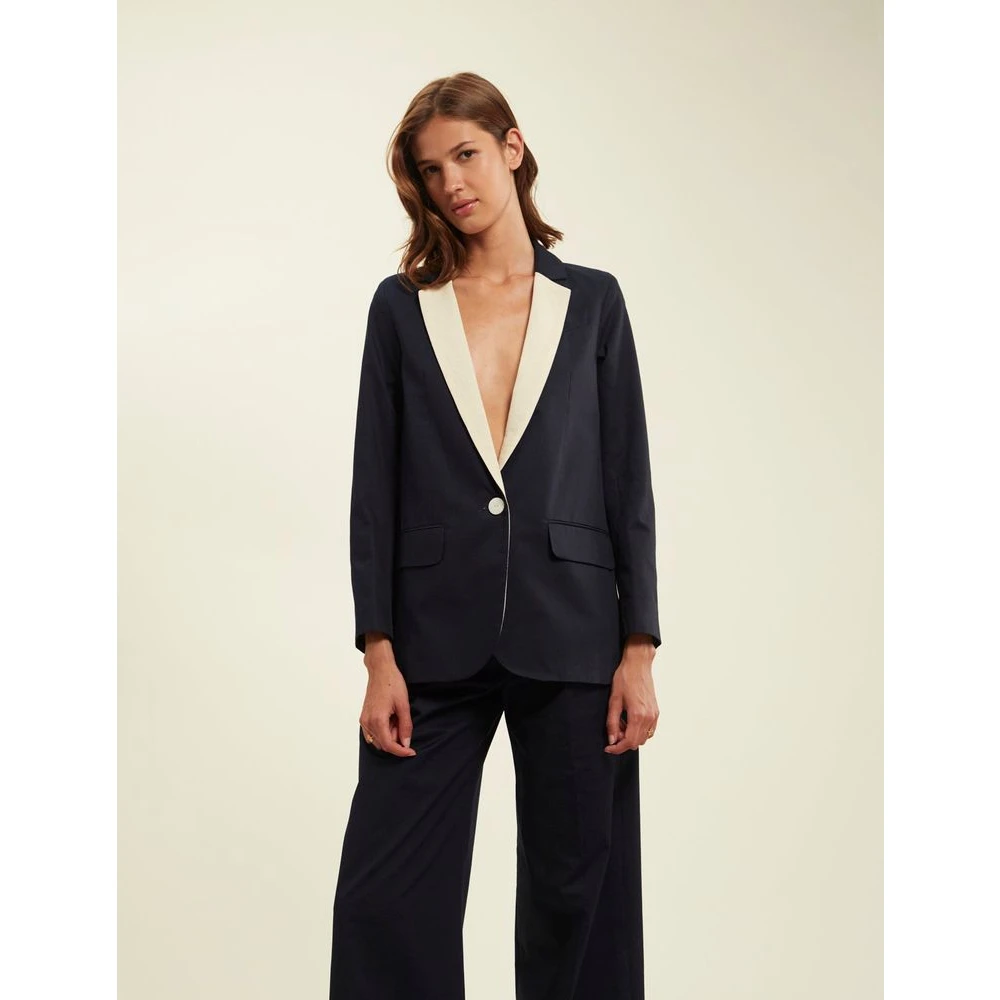 Ines De La Fressange Paris Donkerblauwe Bruna jas Blue Dames