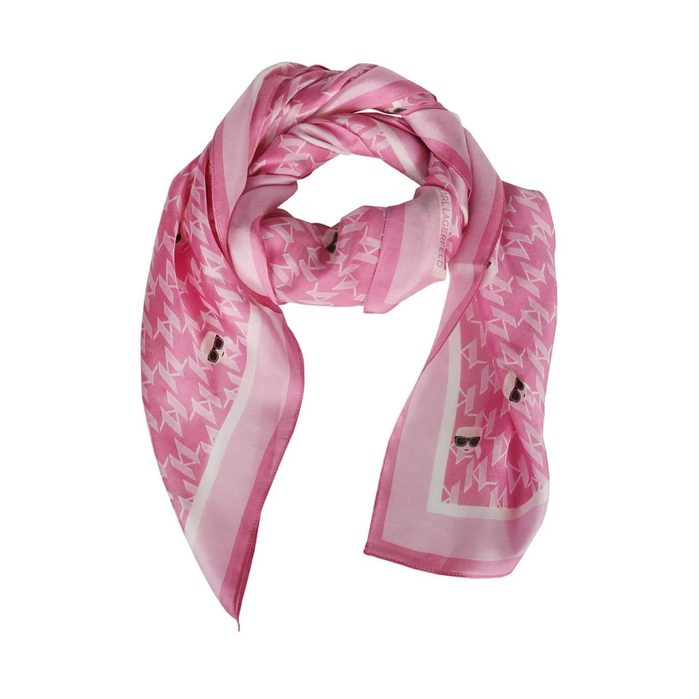 Karl Lagerfeld Logo Print Sjaal Pink Dames