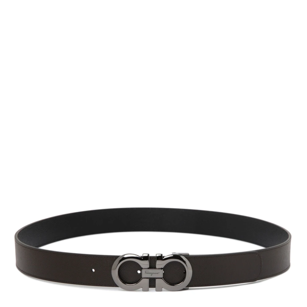 Ferragamo , Belts, Male, Brown, 105 Cm, Reversible Gancini Leather Belt