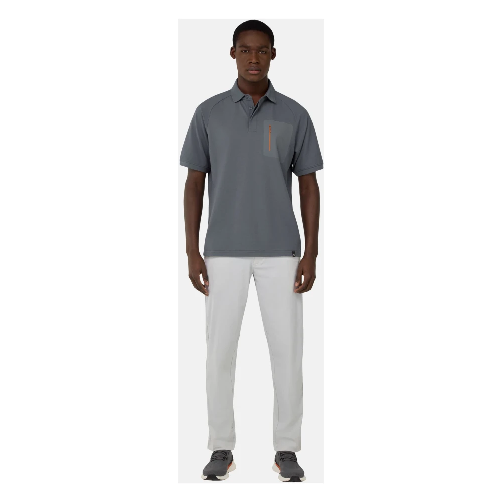 Boggi Milano B Tech Cool Jade-Fresh Piqué Polo Shirt Gray Heren