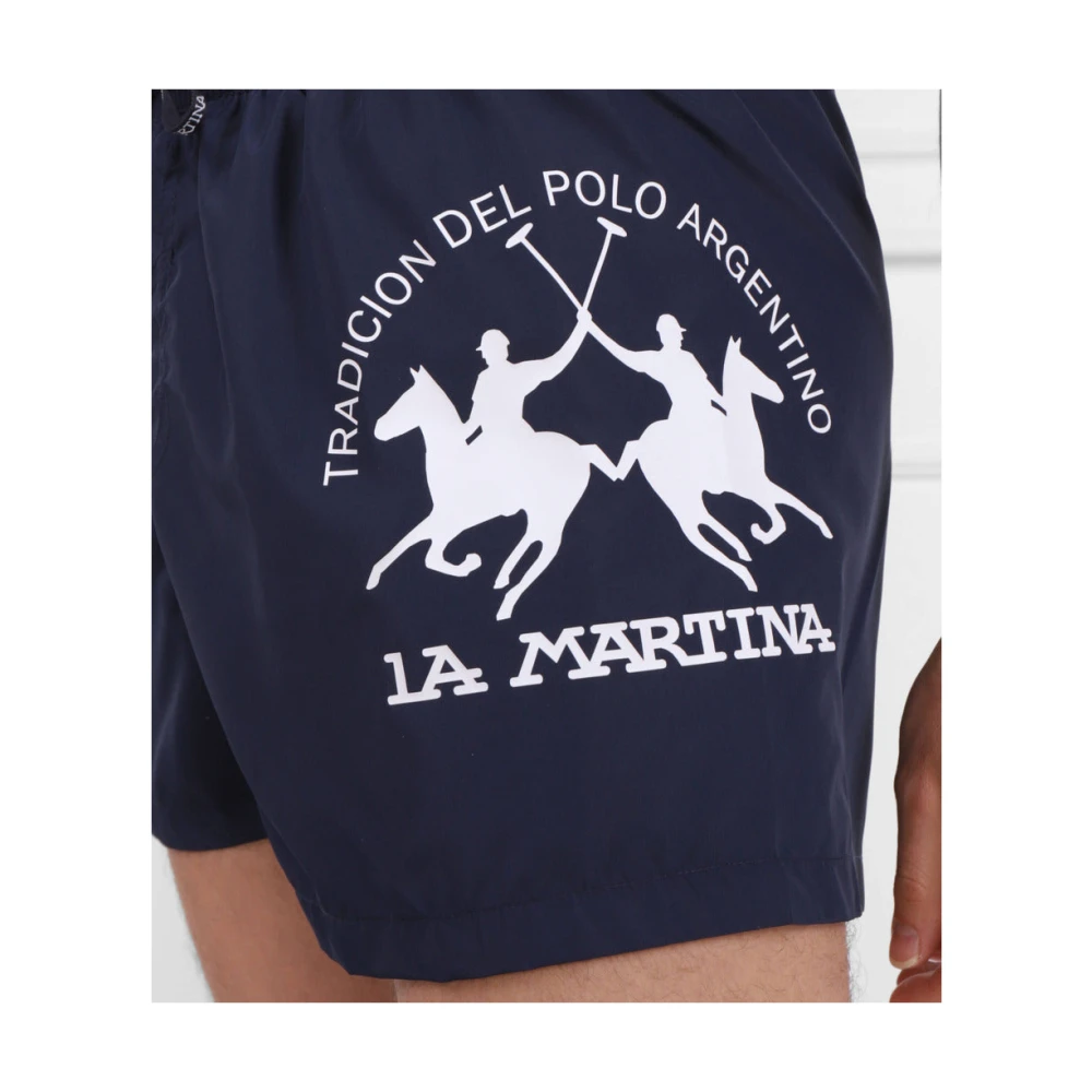 LA MARTINA Heren Boxer Zwemkleding met Logo Print Blue Heren