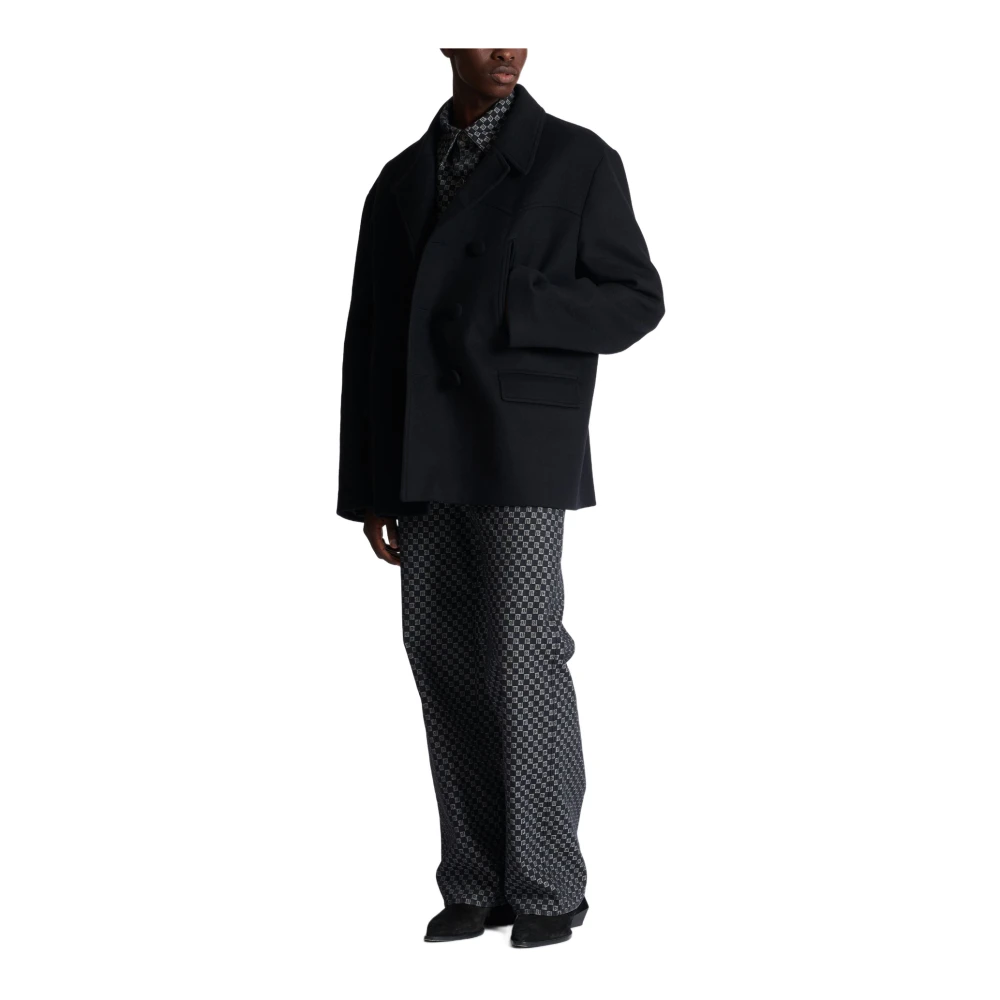 Balmain Wol en Kasjmier Peacoat Black Heren