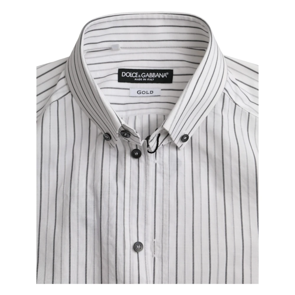 Dolce & Gabbana Gestreepte formele jurk gouden overhemd White Heren