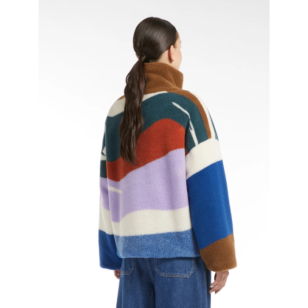 Max Mara Weekend Korte Oversized Wol Jacquard Jas Multicolor Dames