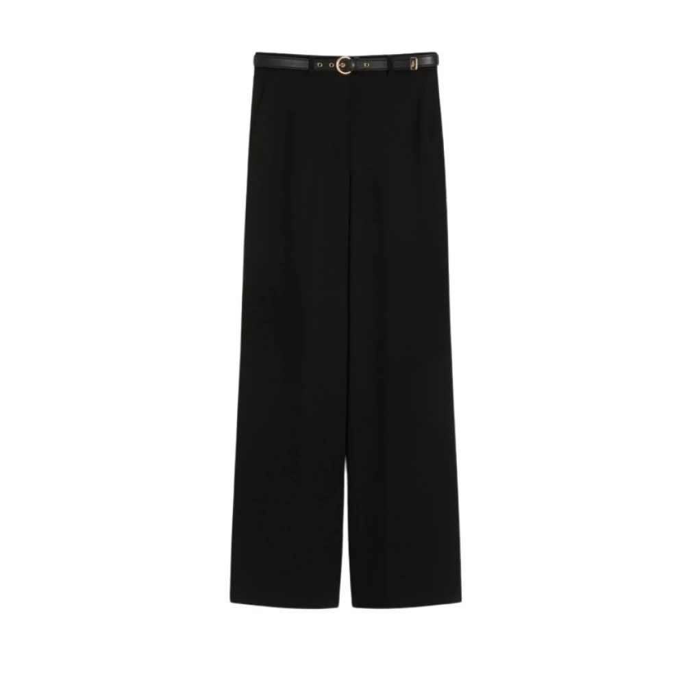 Max Mara Women's Black Cady Trousers - Wide Trousers - 2XS - Trousers