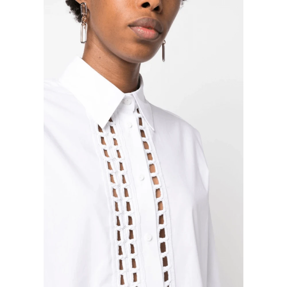Ermanno Scervino Geborduurd Katoenen Overhemd met Geperforeerde Details White Dames