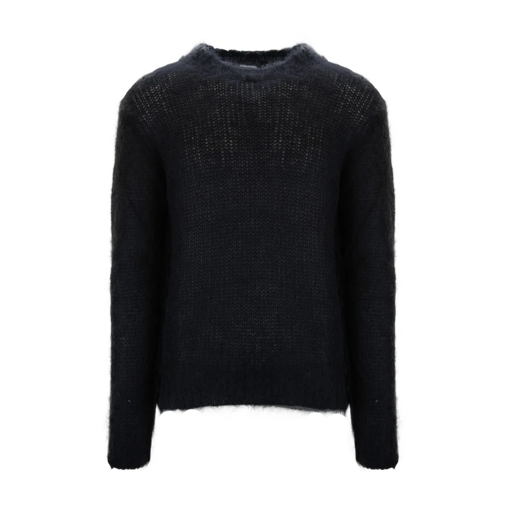 Dsquared2 Women's Black Round-Neck Knitwear, Xl, Mohair Blend Long Sleeve Jumper