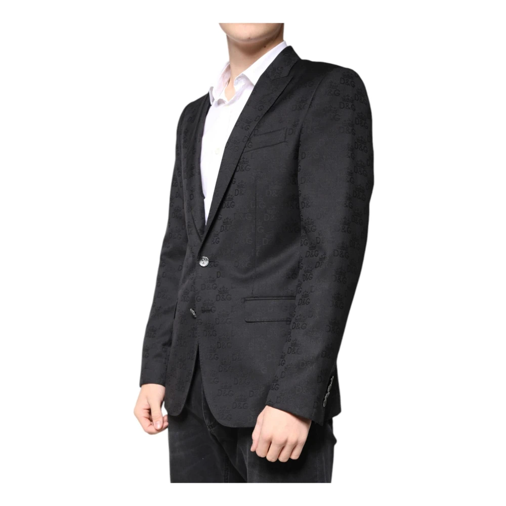 Dolce & Gabbana Zwarte Wol Formele Blazer Slim Fit Black Heren