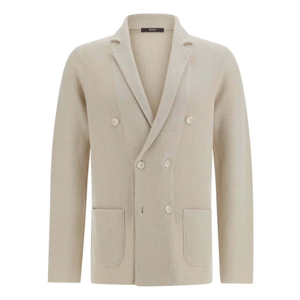 Boggi Milano Dubbelrijig gebreid jasje Beige Heren