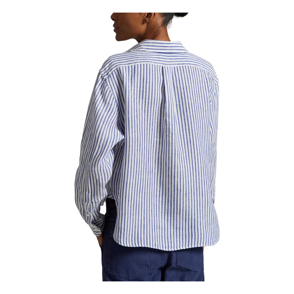 Polo Ralph Lauren Gestreepte witte shirt met pony borduurwerk Blue Dames
