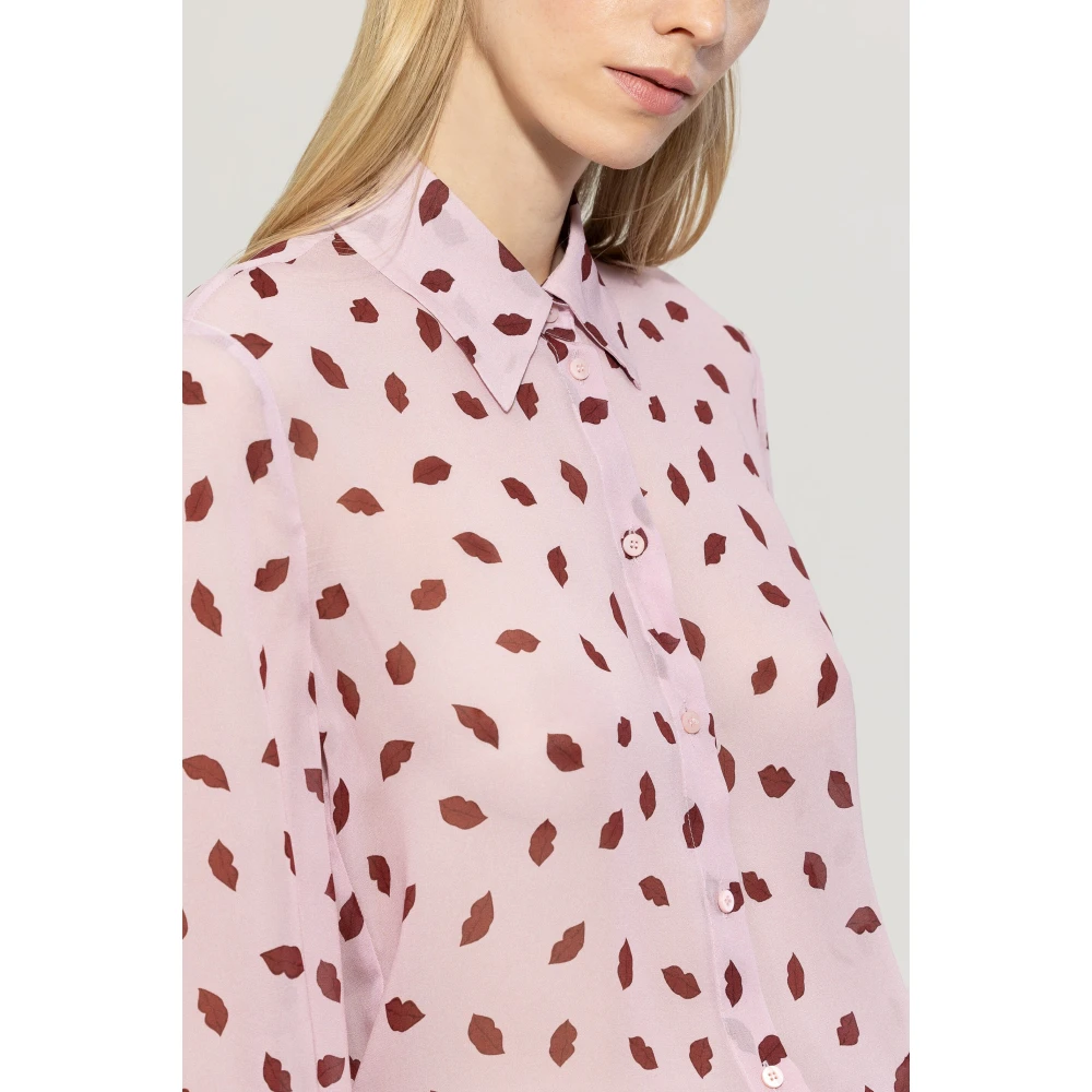 LUISA CERANO Blouse met Lippenprint Verse Roos Pink Dames