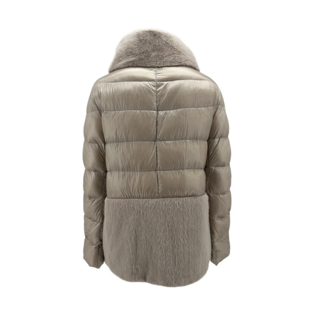 Herno Ivoor Nepbont Pufferjas Beige Dames