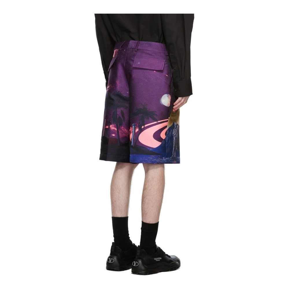 Valentino Nacht Water Shorts Hoge Taille Mannen Purple Heren