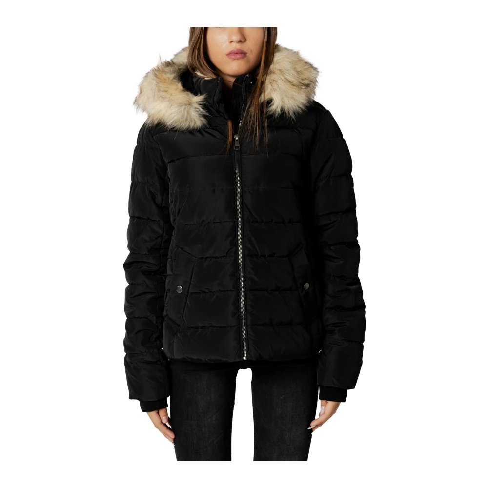 Only Women's Black Hooded Puffer Jacket With Pockets - Winter Jackets - M - Jackets