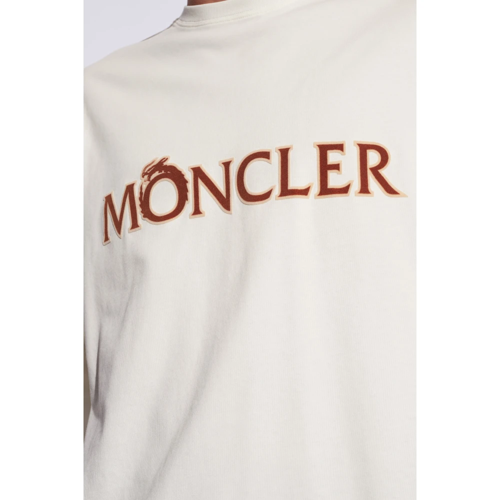 Moncler T-shirt met logo Beige Heren
