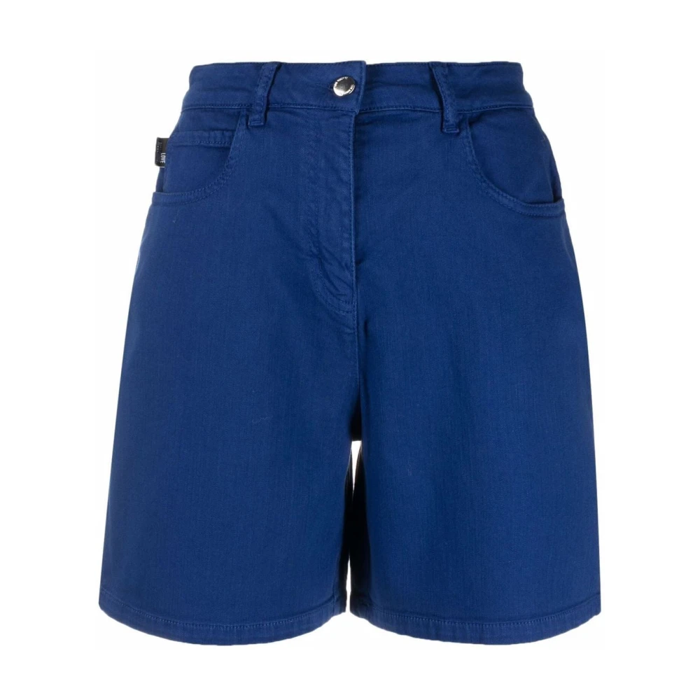 Love Moschino Casual Blauw Katoen Elastaan Shorts Blue Dames