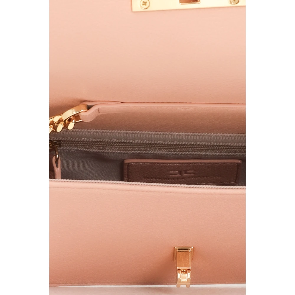 Elisabetta Franchi Vleeskleurige schoudertas met ketting Pink Dames