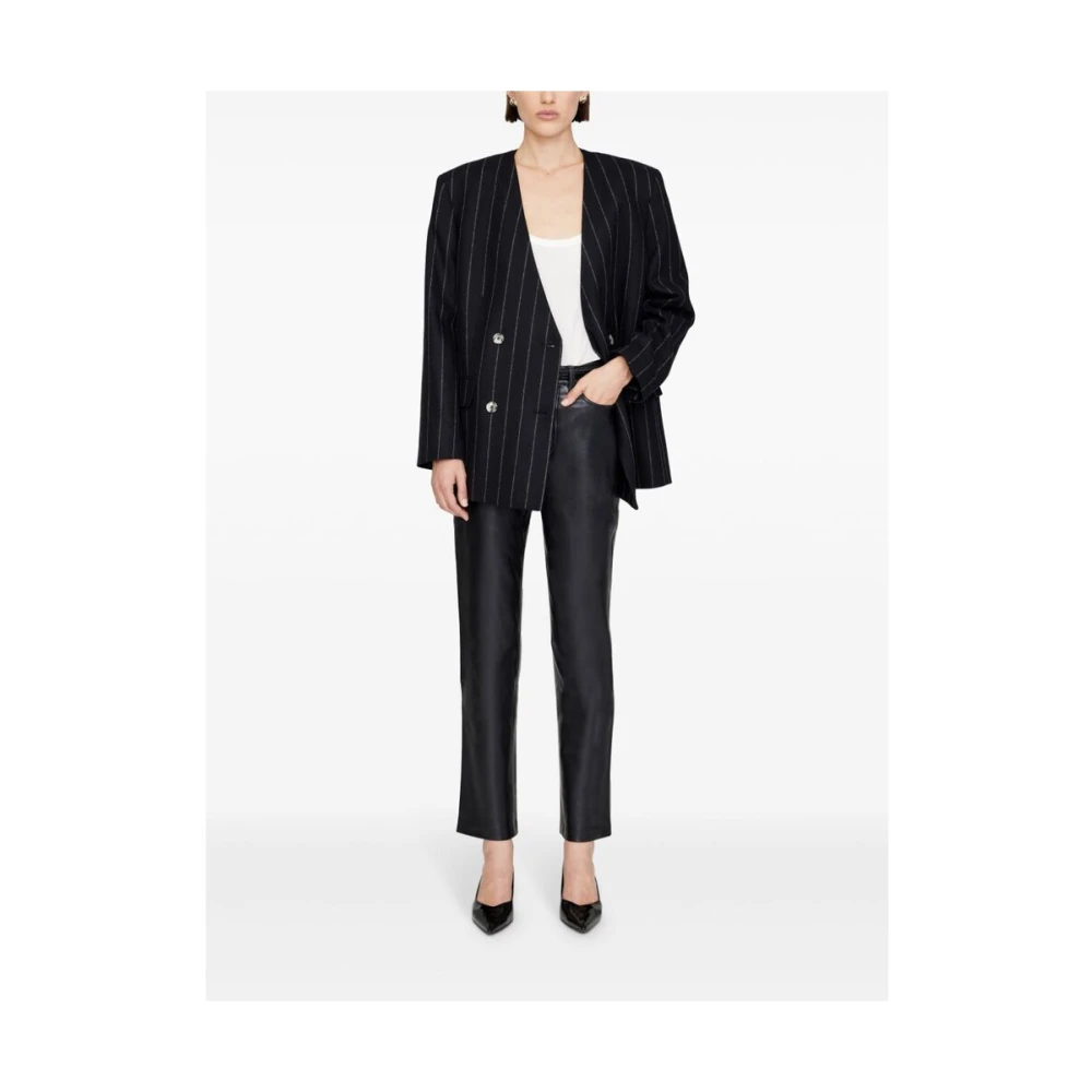 Anine Bing Zwart Wollen Streepjasje Black Dames