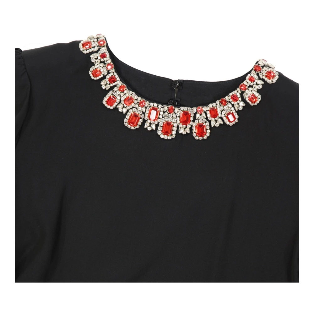 Moschino Zijden blouse met kristalversieringen Black Dames