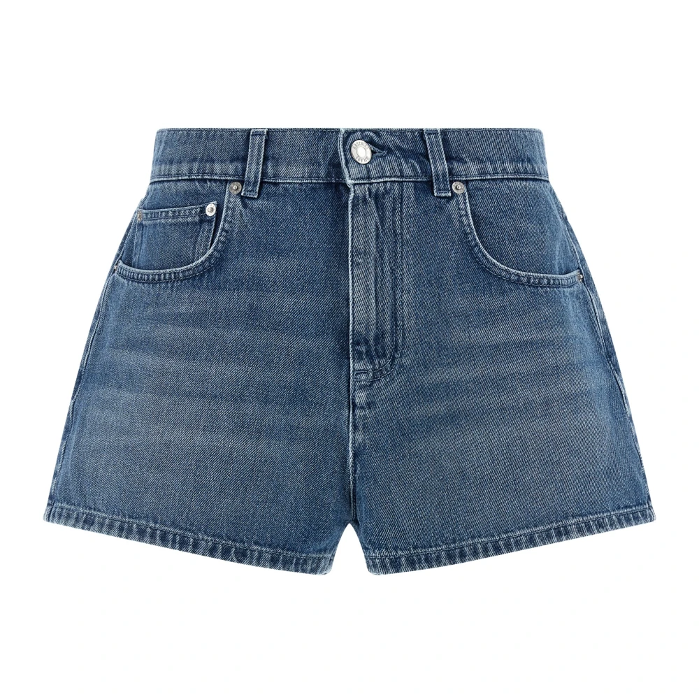 Moschino Women's Blue Patchwork Heart Denim Short Shorts