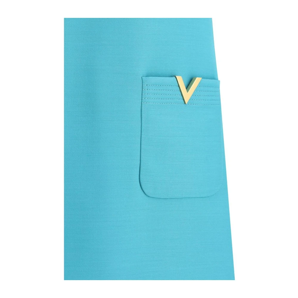 Valentino Turquoise Jurk met Korte Mouwen en Zakken Blue Dames