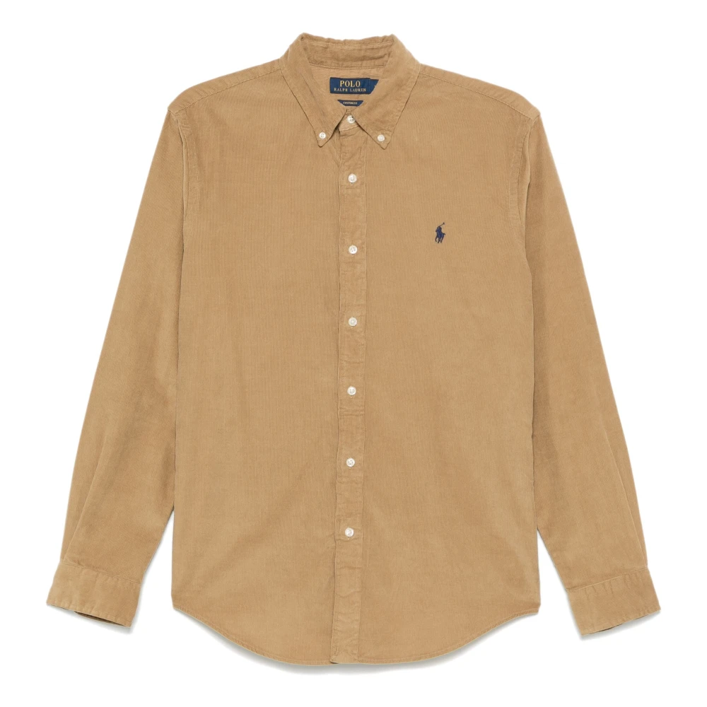 Polo Ralph Lauren Geborduurd Katoenen Overhemd Beige Heren