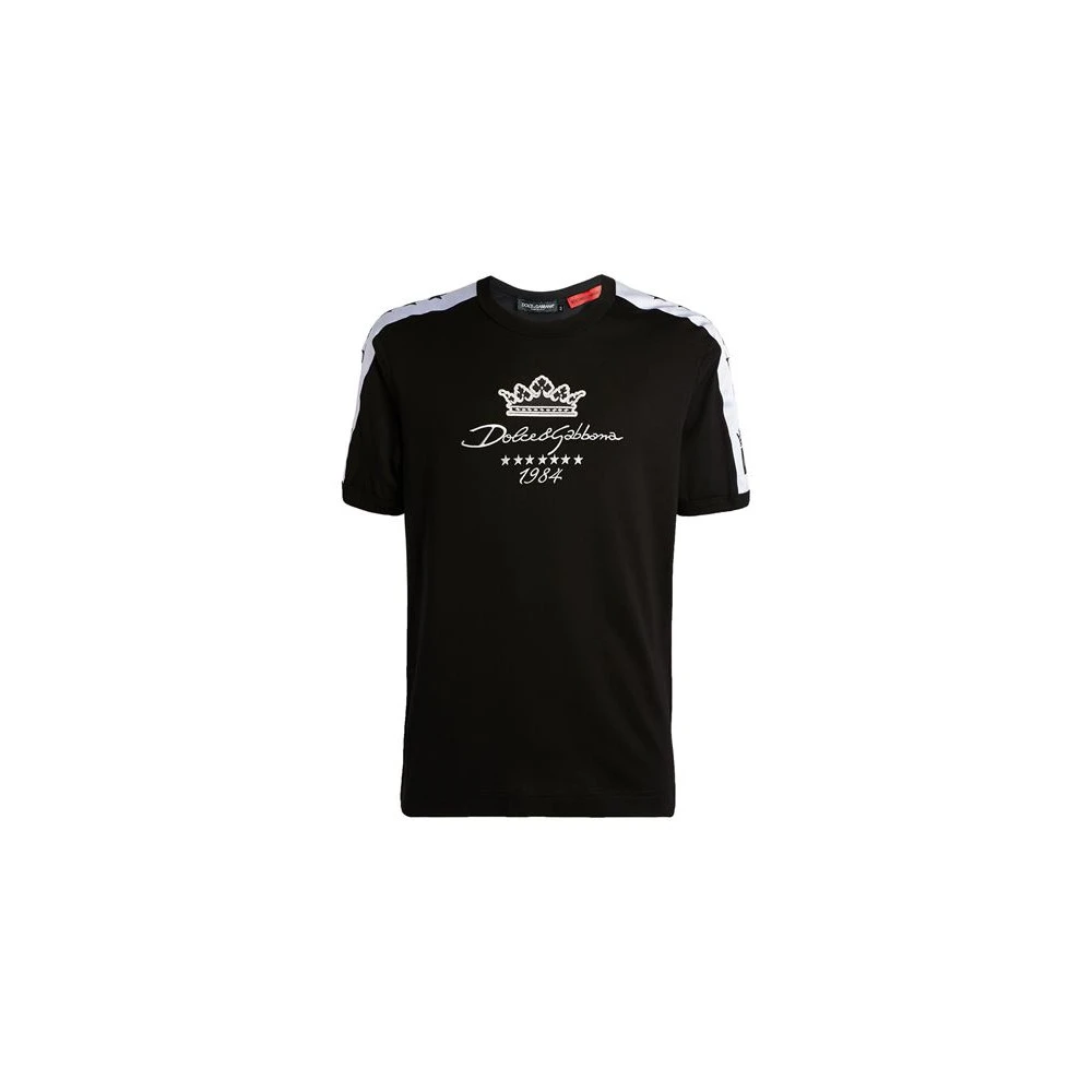 Dolce & Gabbana Zwarte T-shirt met geborduurde logo Black Heren