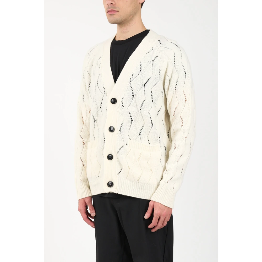 Mauro Grifoni Wollen Blend Cardigan met Knopen White Heren