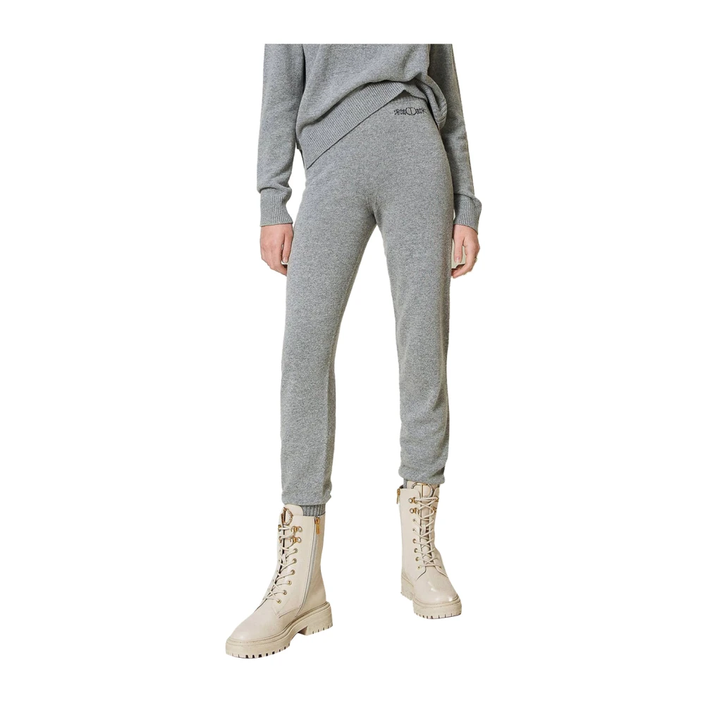 Twinset Grijze Gebreide Broek met Ribdetails Gray Dames