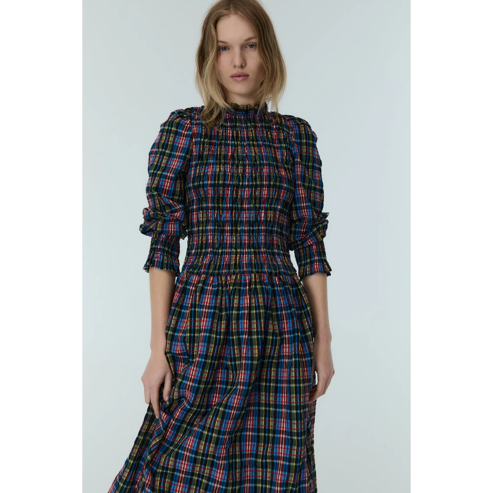 The New Society Ruby Dusk Tartan Ruffle Jurk Multicolor Dames