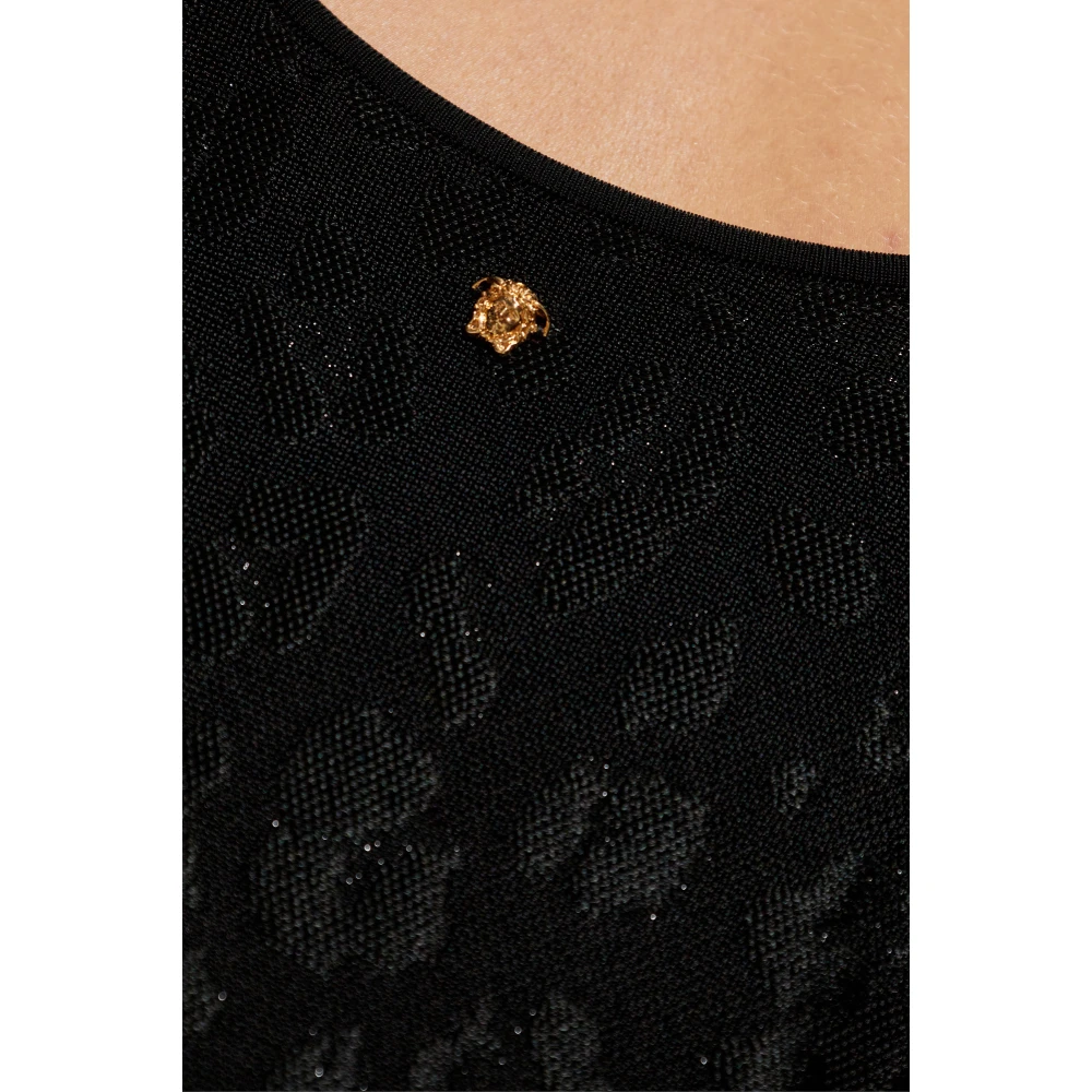 Versace Wijd uitlopende jurk met stippen Black Dames