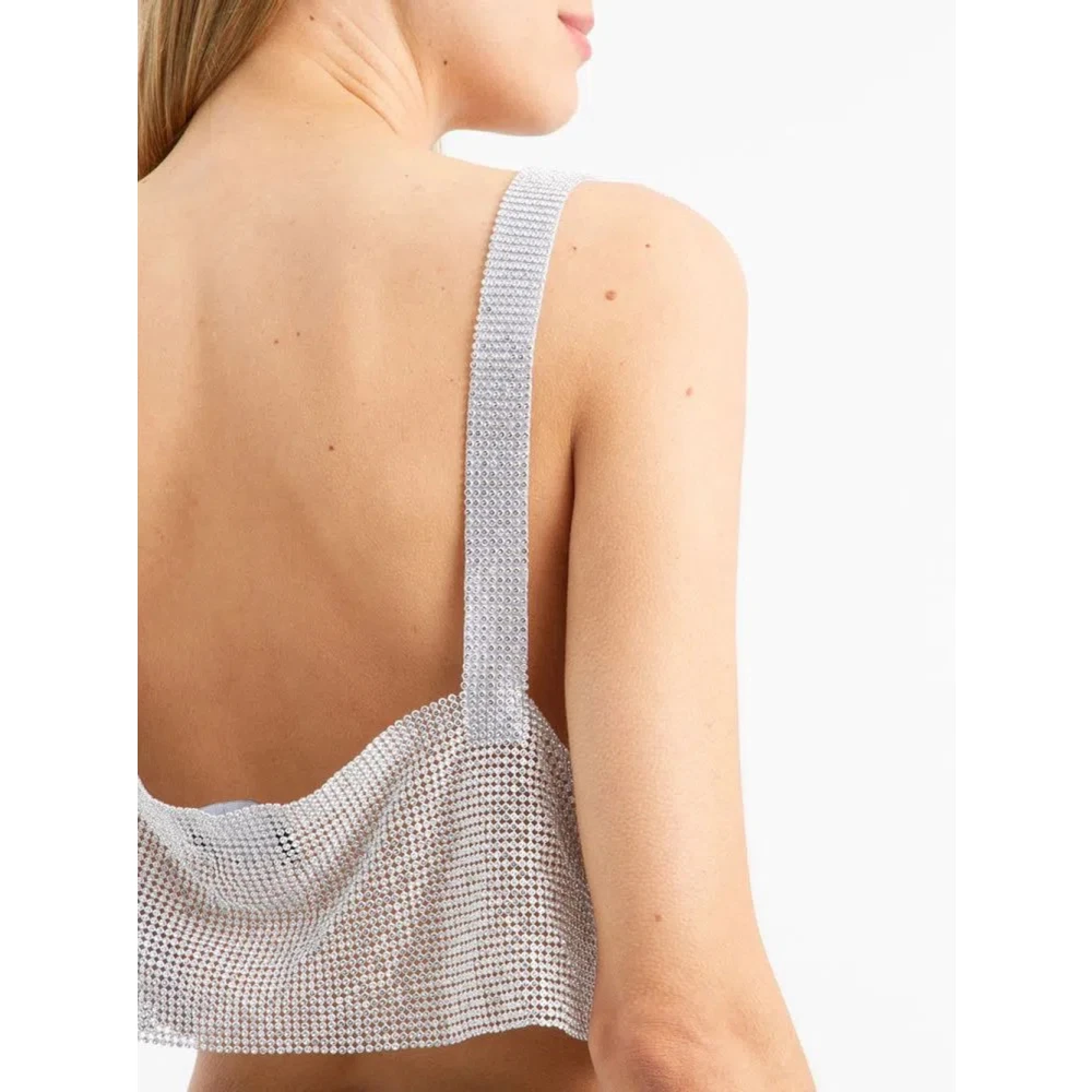 Santa Brands Glitter Bohemian Parisian Cropped Top Gray Dames