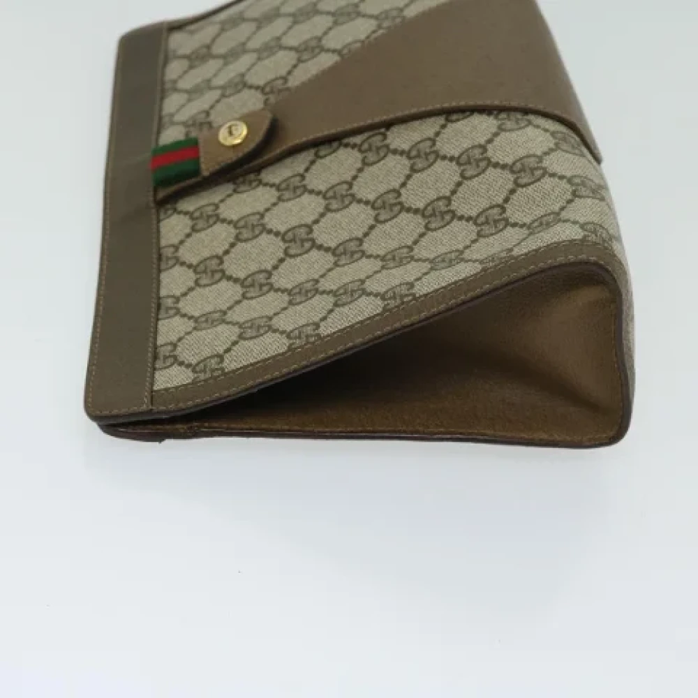 Gucci Vintage Pre-owned Leather clutches Beige Dames