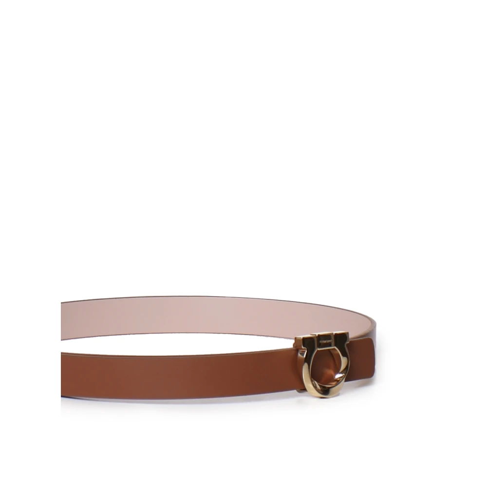 Salvatore Ferragamo Bruine leren riem met metalen gesp Brown Dames