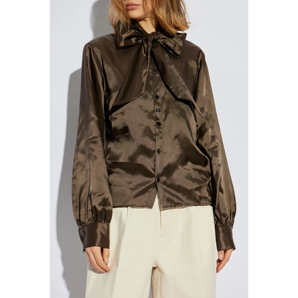 MM6 Maison Margiela Twist Bow Blouse Brown Dames